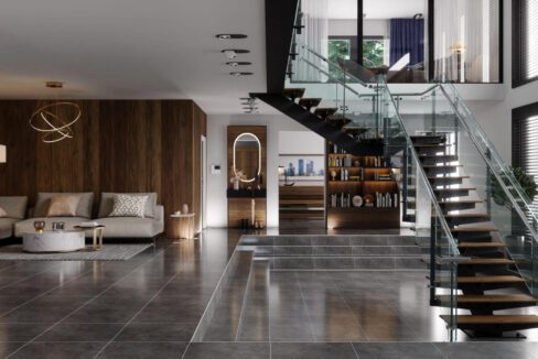 Living room of a Extraordinary Triplex For Sale In Anand Lok