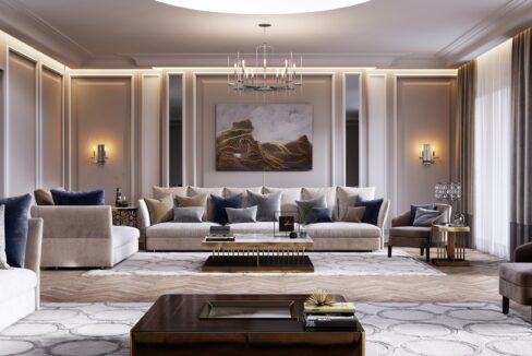 Luxury Living room illustration of first floor for sale in kailash colony