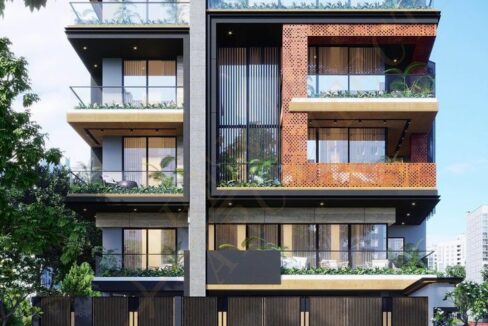 Elevation image of the third floor with terrace garden 4bhk apartment for sale in vasant vihar